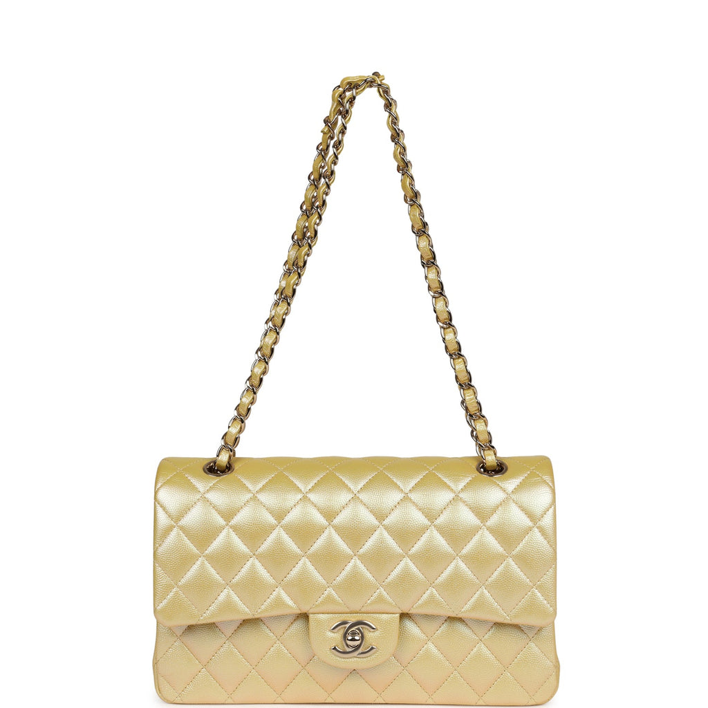 Chanel Medium Classic Double Flap Bag Yellow Iridescent Caviar Light Gold Hardware - Image 8