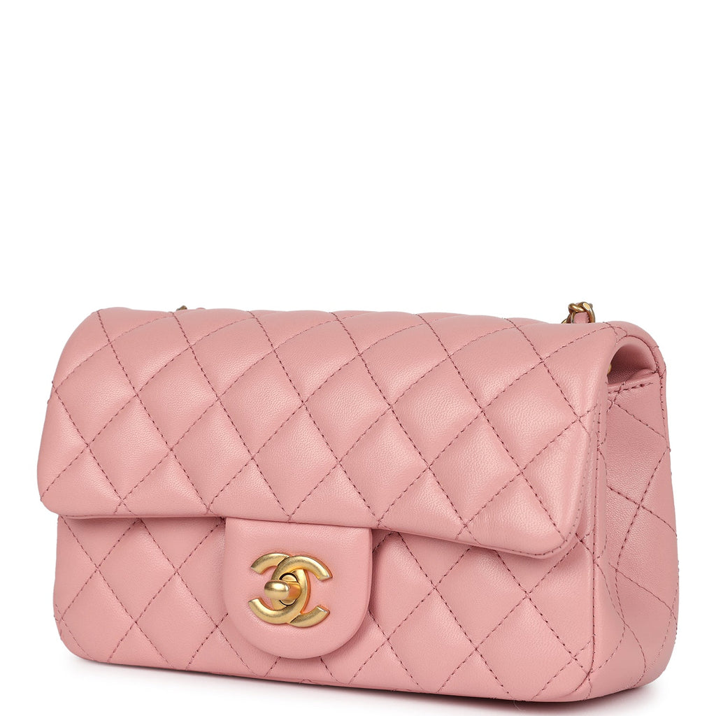 Chanel Mini Pearl Crush Rectangular Flap Dark Pink Lambskin Brushed Gold Hardware - Image 4