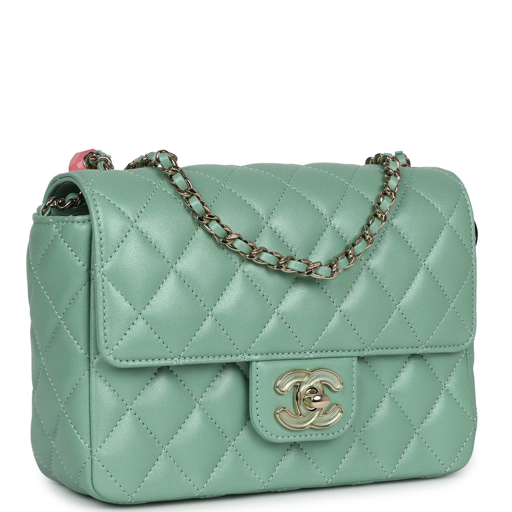 Chanel Candy Heart Mini Flap Bag Turquoise Lambskin Enamel and Light Gold Hardware - Image 3