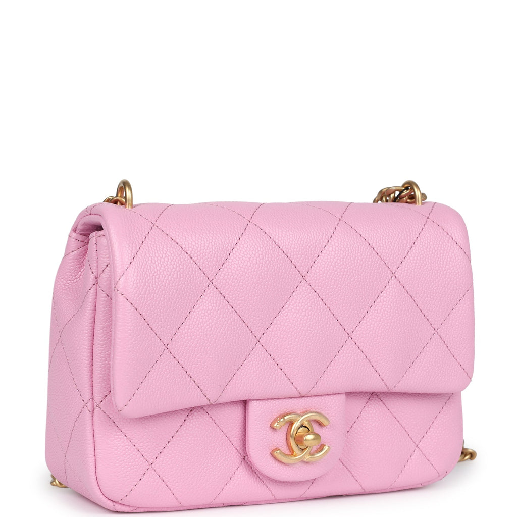 Chanel Mini Sweetheart Crush Square Flap Bag Pink Caviar Aged Gold Hardware - Image 3