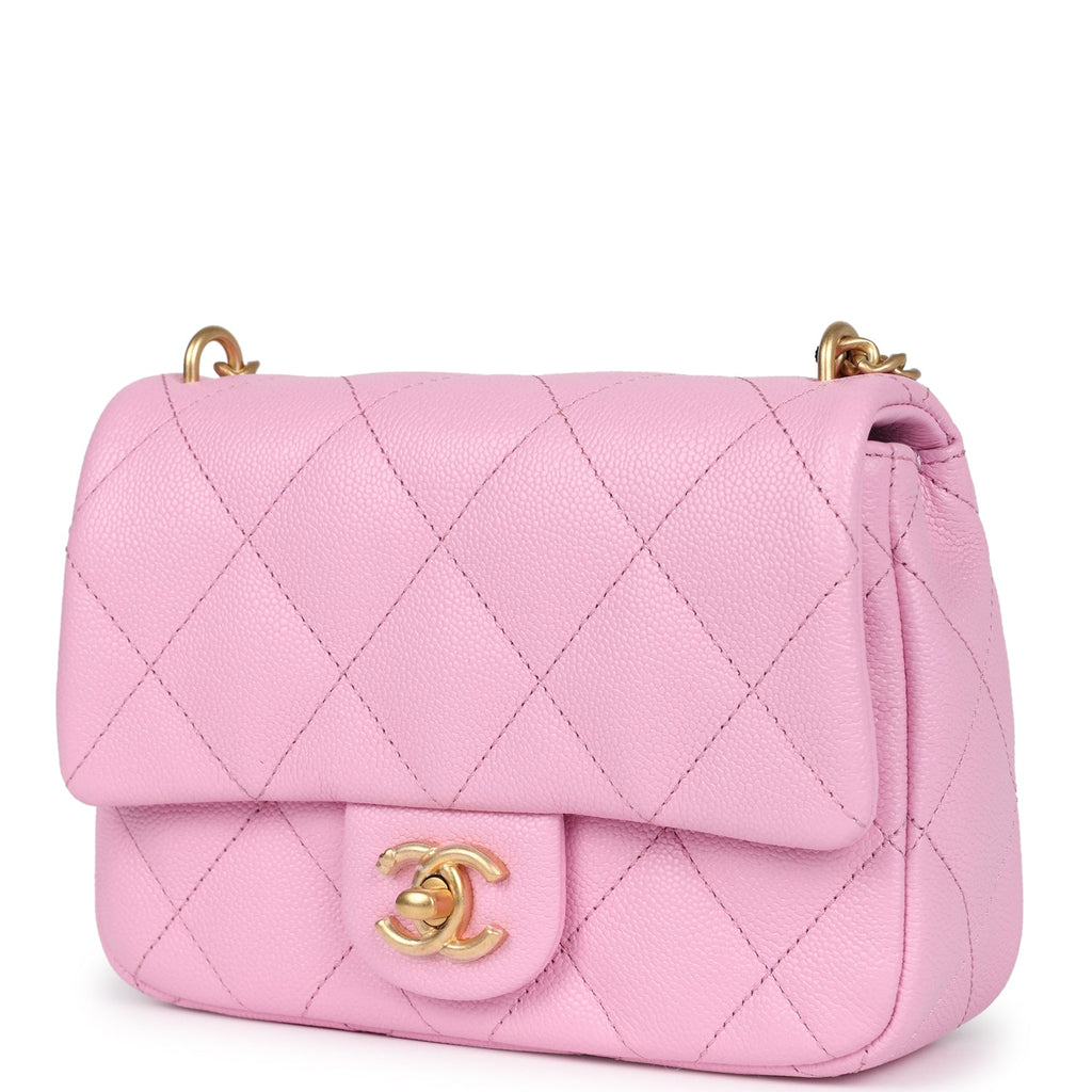 Chanel Mini Sweetheart Crush Square Flap Bag Pink Caviar Aged Gold Hardware - Image 4