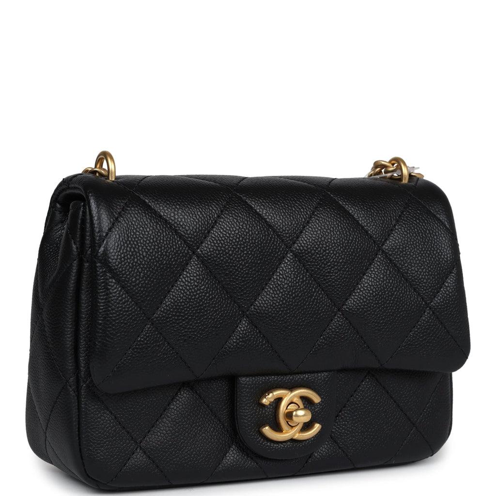 Chanel Mini Sweetheart Crush Square Flap Bag Black Caviar Antique Gold Hardware - Image 3