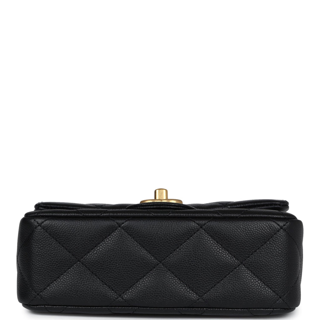 Chanel Mini Sweetheart Crush Square Flap Bag Black Caviar Antique Gold Hardware - Image 7
