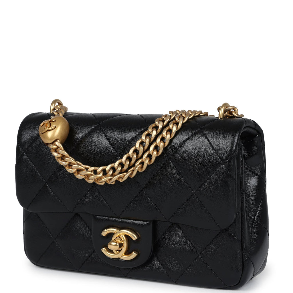 Chanel Mini Sweetheart Crush Square Flap Bag Black Shiny Calfskin Antique Gold Hardware - Image 6