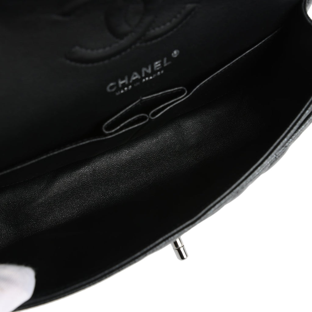 Pre-owned Chanel Small Classic Double Flap Bag Black Iridescent Caviar Ruthenium Hardware - Image 10