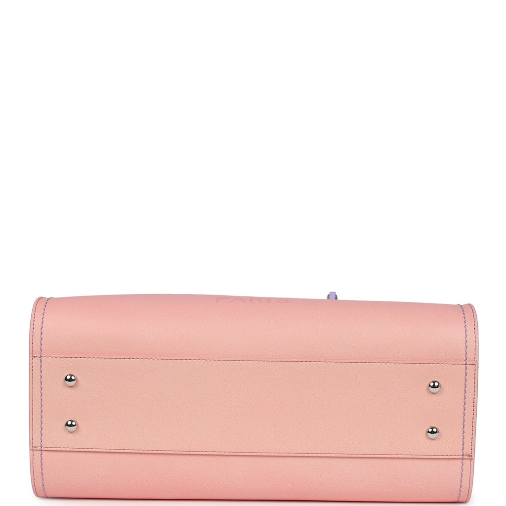 Chanel Small Deauville Shopping Tote Pink and Purple Ombre Calfskin Silver Hardware - Image 7