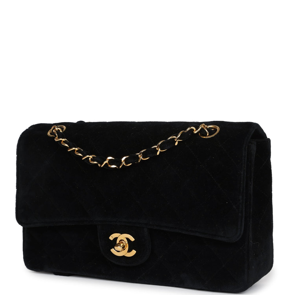 Vintage Chanel Medium Single Flap Bag with Magazine Holder Black Velvet Gold Hardware - Image 6
