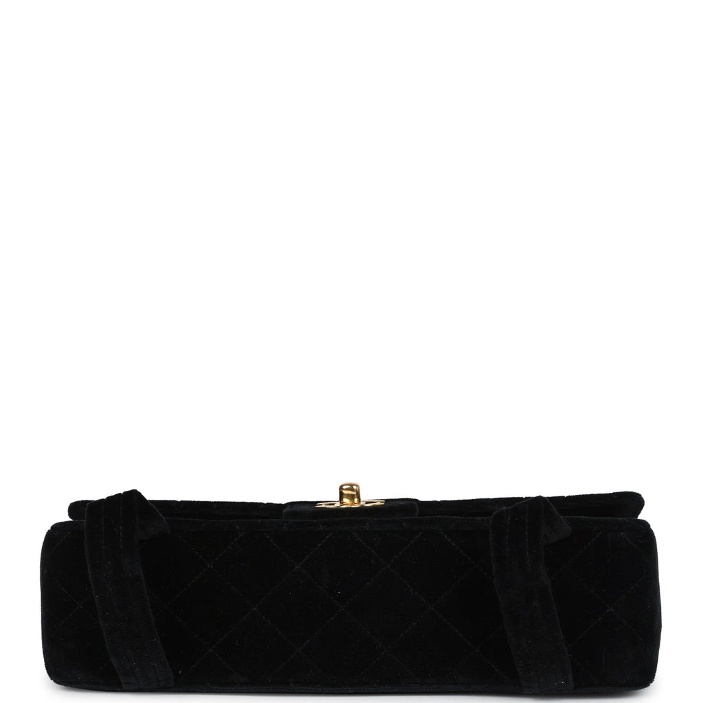 Vintage Chanel Medium Single Flap Bag with Magazine Holder Black Velvet Gold Hardware - Image 7