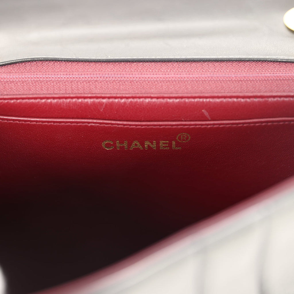 Vintage Chanel Jumbo Classic Mademoiselle Vertical Flap Black Lambskin Gold Hardware - Image 10
