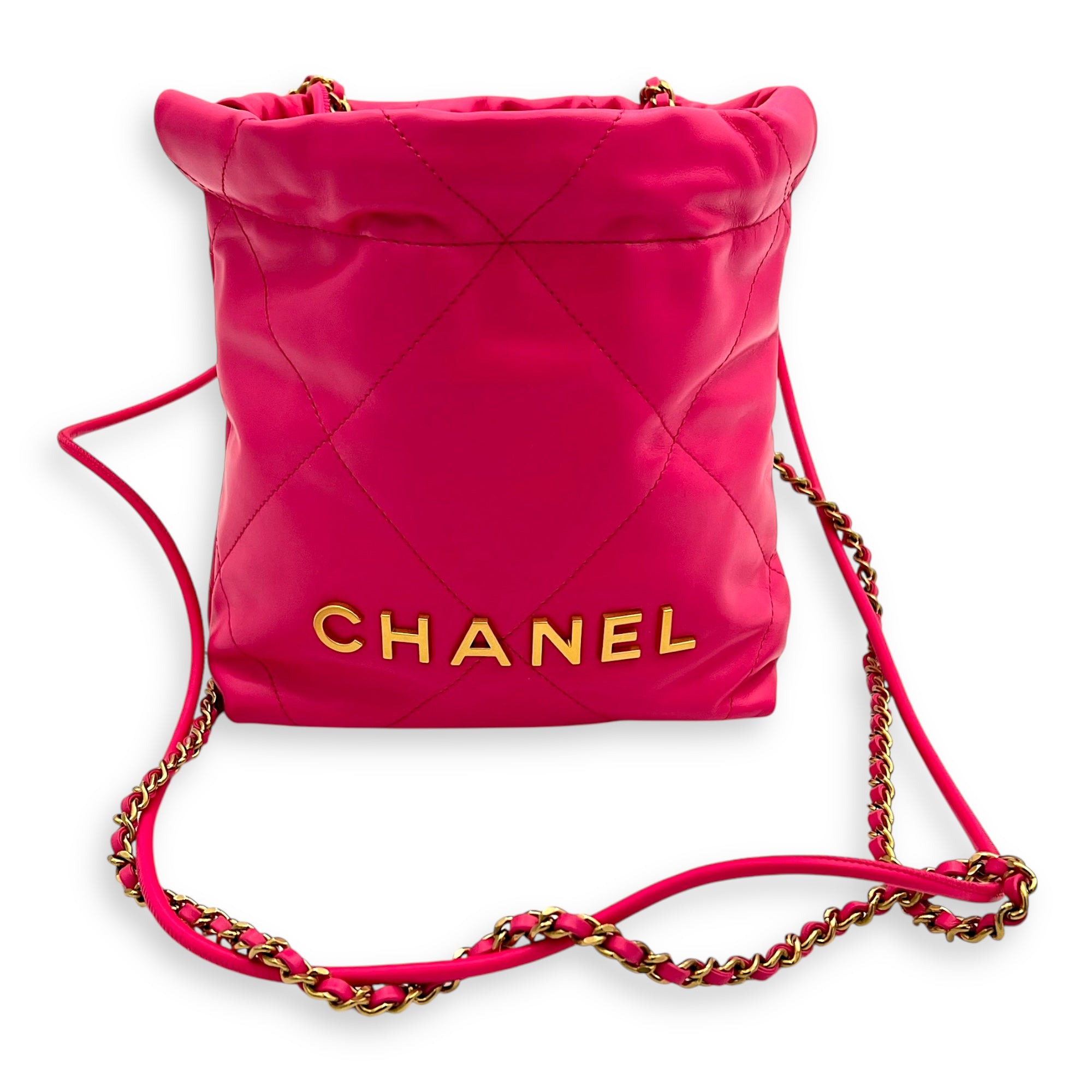 22 Tote Crossbody Bag Pink in Calfskin, Brushed Silver hardware - Image 10