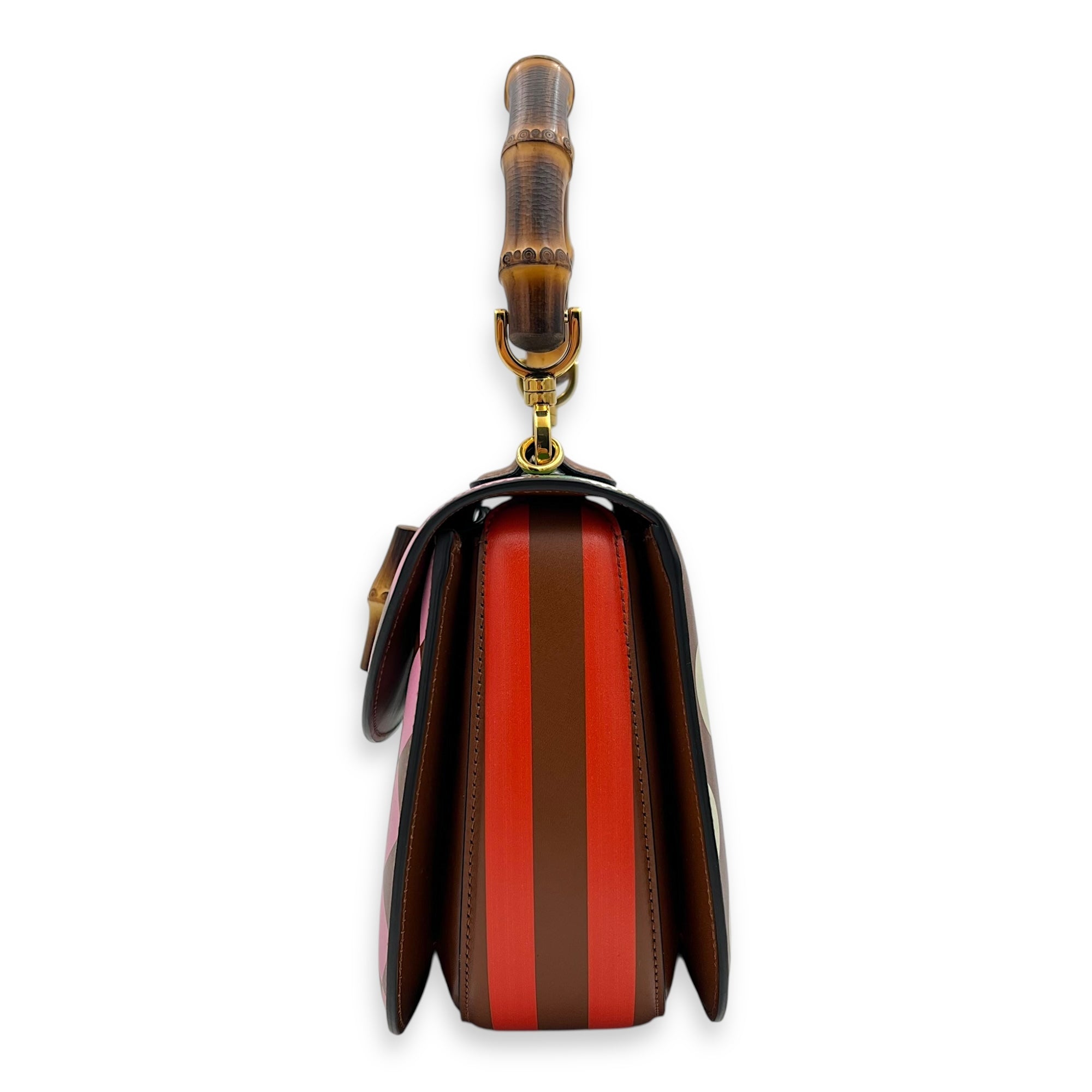 Bamboo 1947 Medium Brown Top Handle Bag in Calfskin, Gold hardware - Image 5