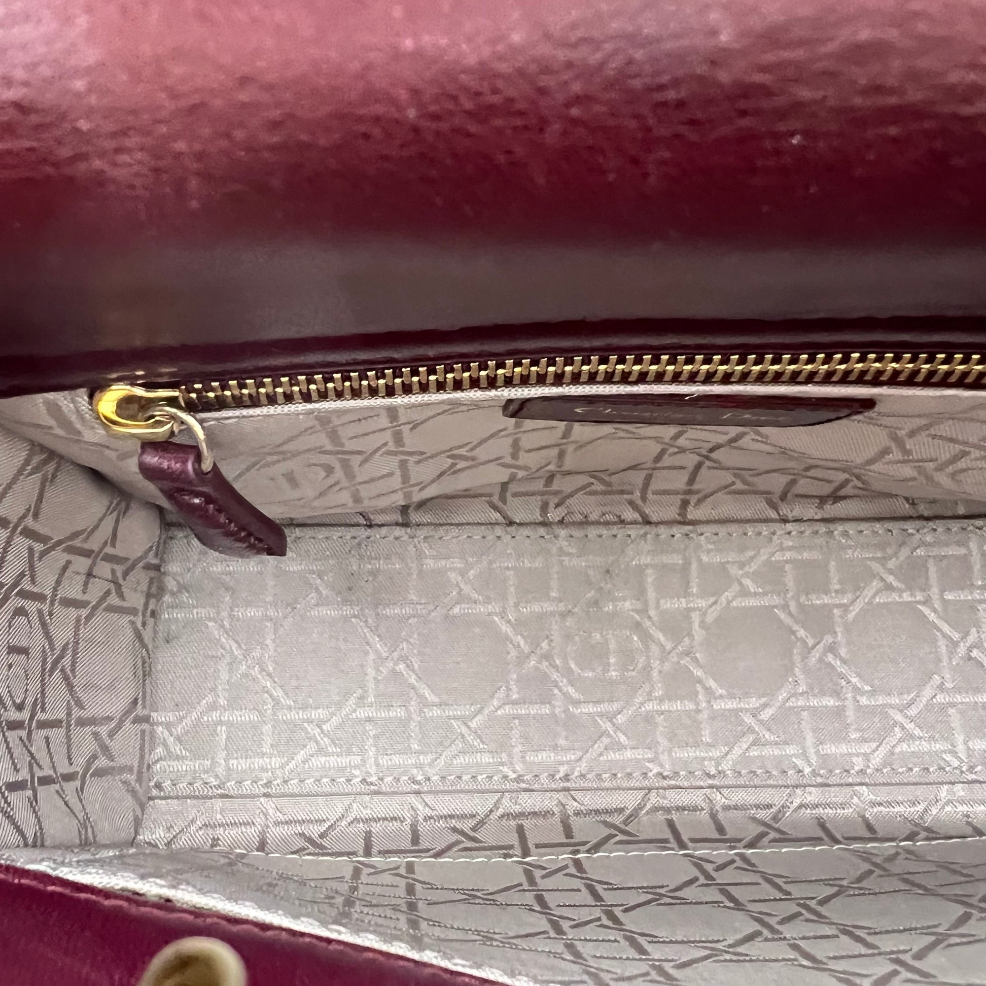 Lady Dior Small Red Top Handle Bag in Lambskin, Gold hardware - Image 12