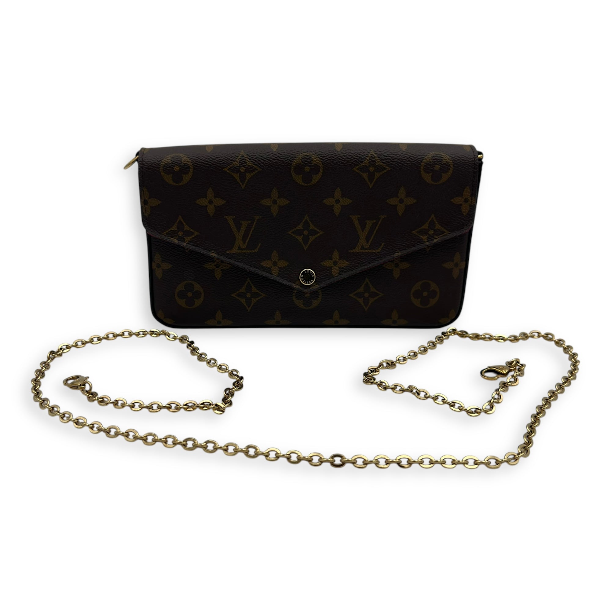 Felicie Wallet On Chain Brown in Monogram Coated Canvas, Gold hardware - Image 15