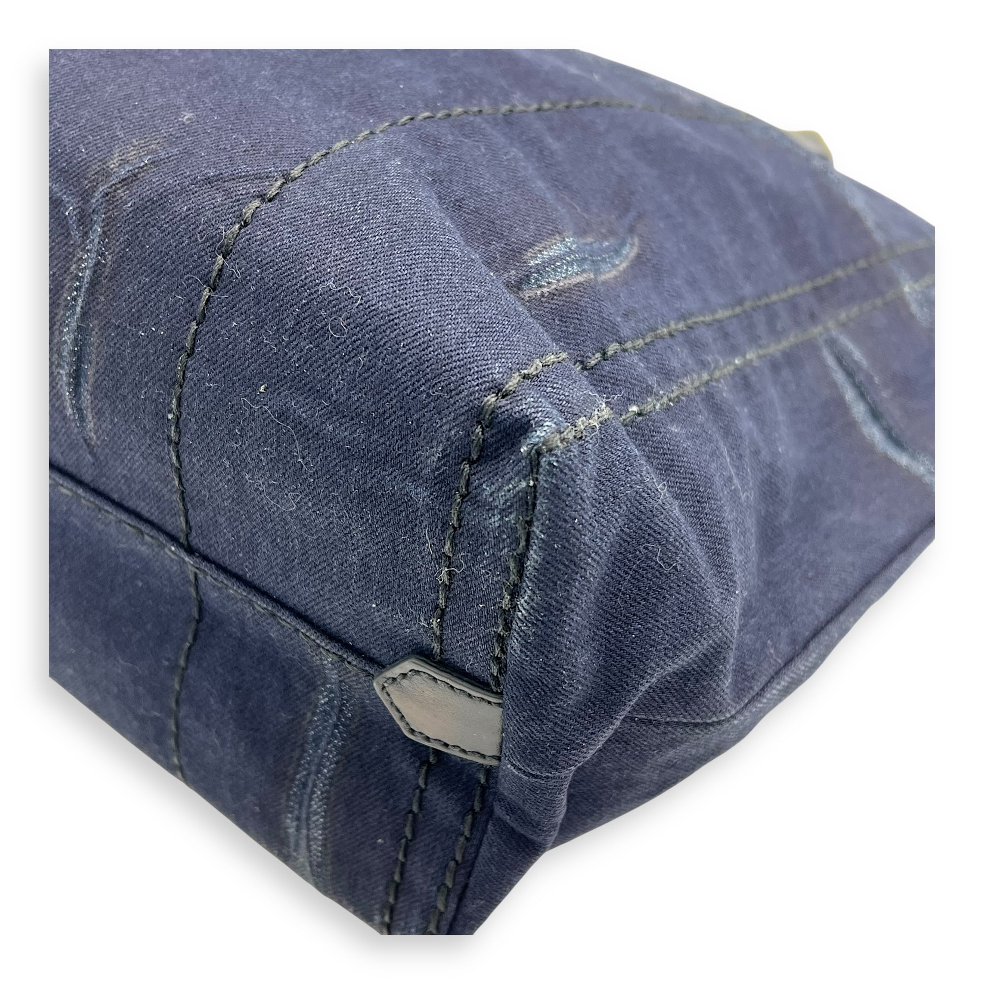 Denim Tote Bag Blue in Denim, Silver hardware - Image 8