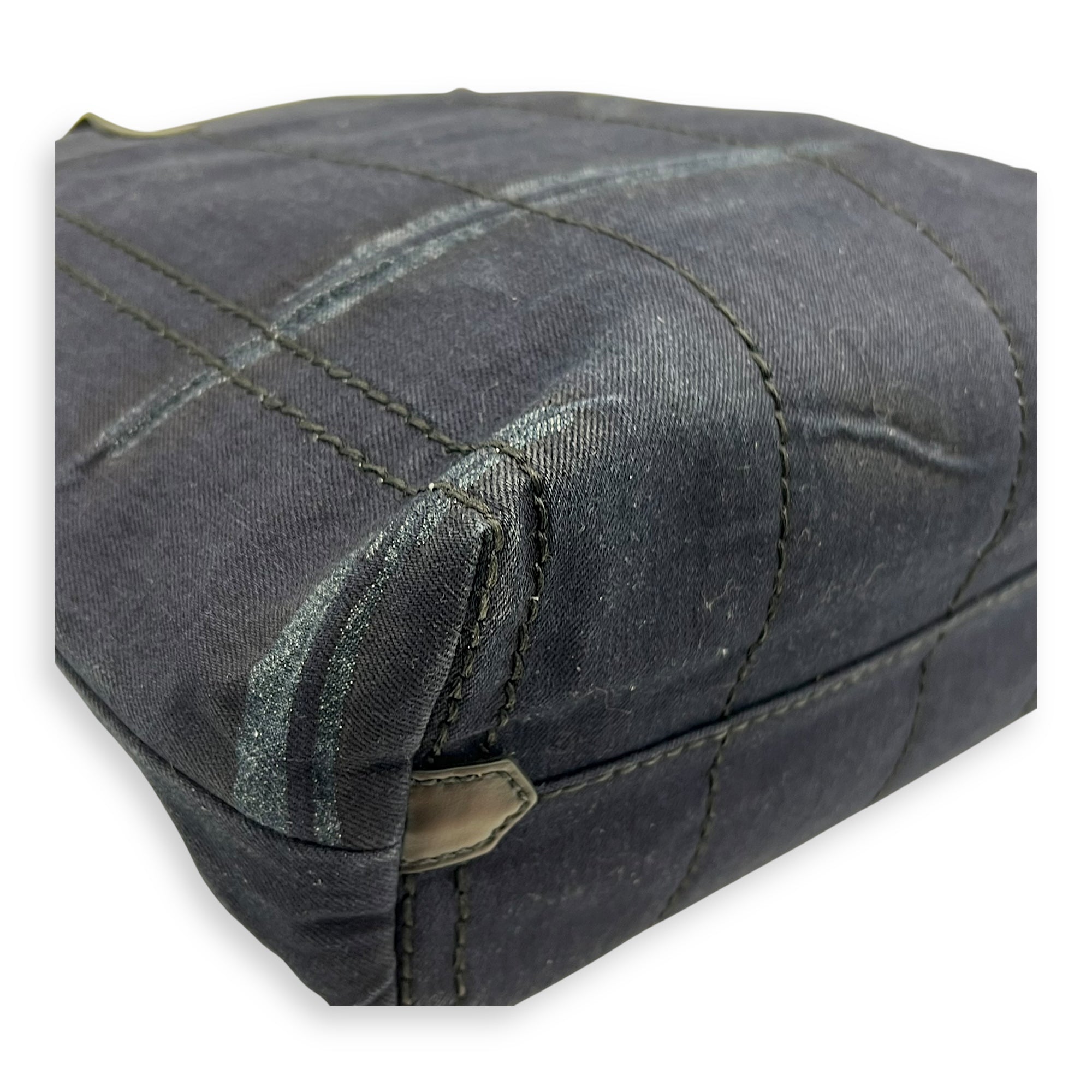 Denim Tote Bag Blue in Denim, Silver hardware - Image 9