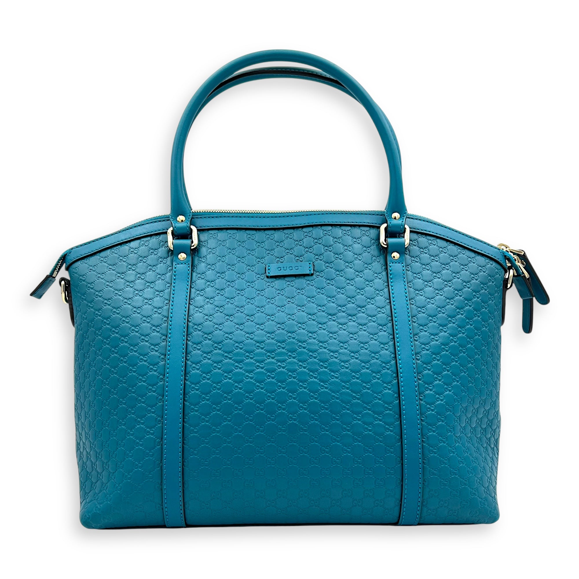 Guccissima Top Handle Bag Blue in Guccissima Leather, Gold hardware