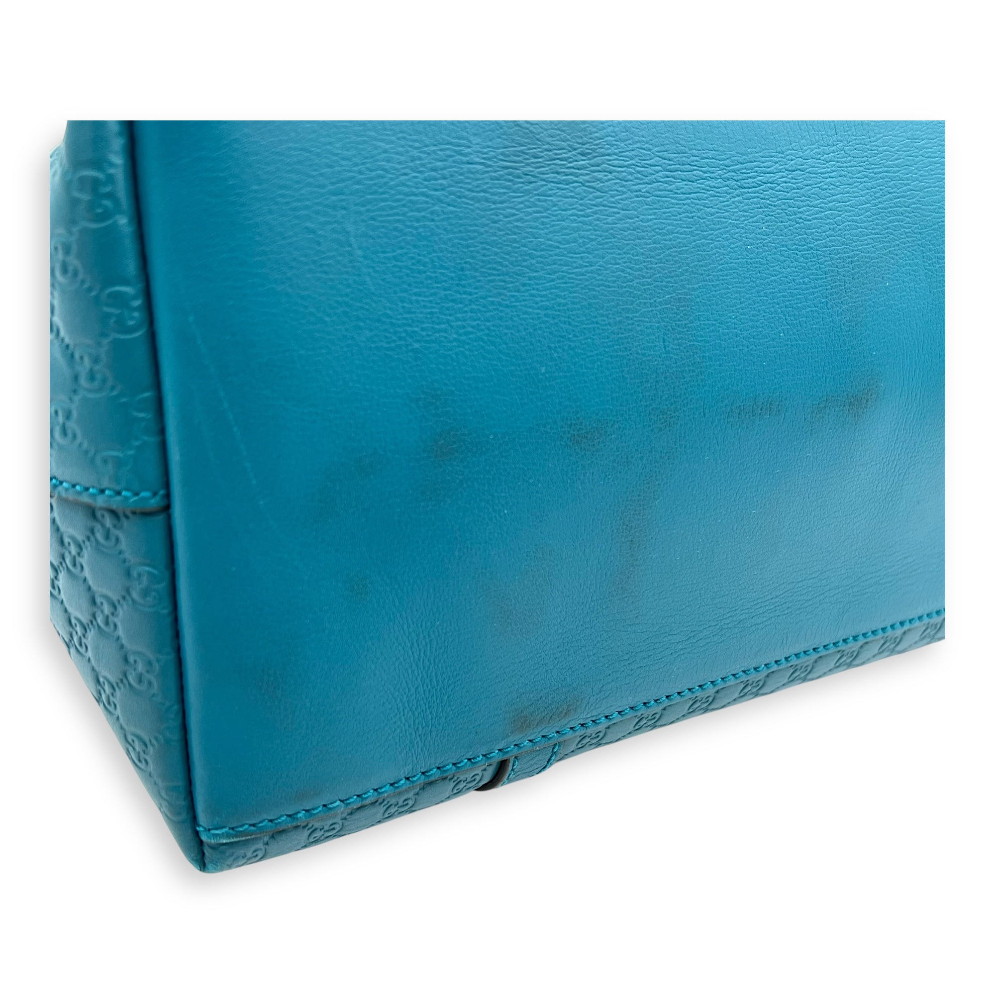 Guccissima Top Handle Bag Blue in Guccissima Leather, Gold hardware - Image 11