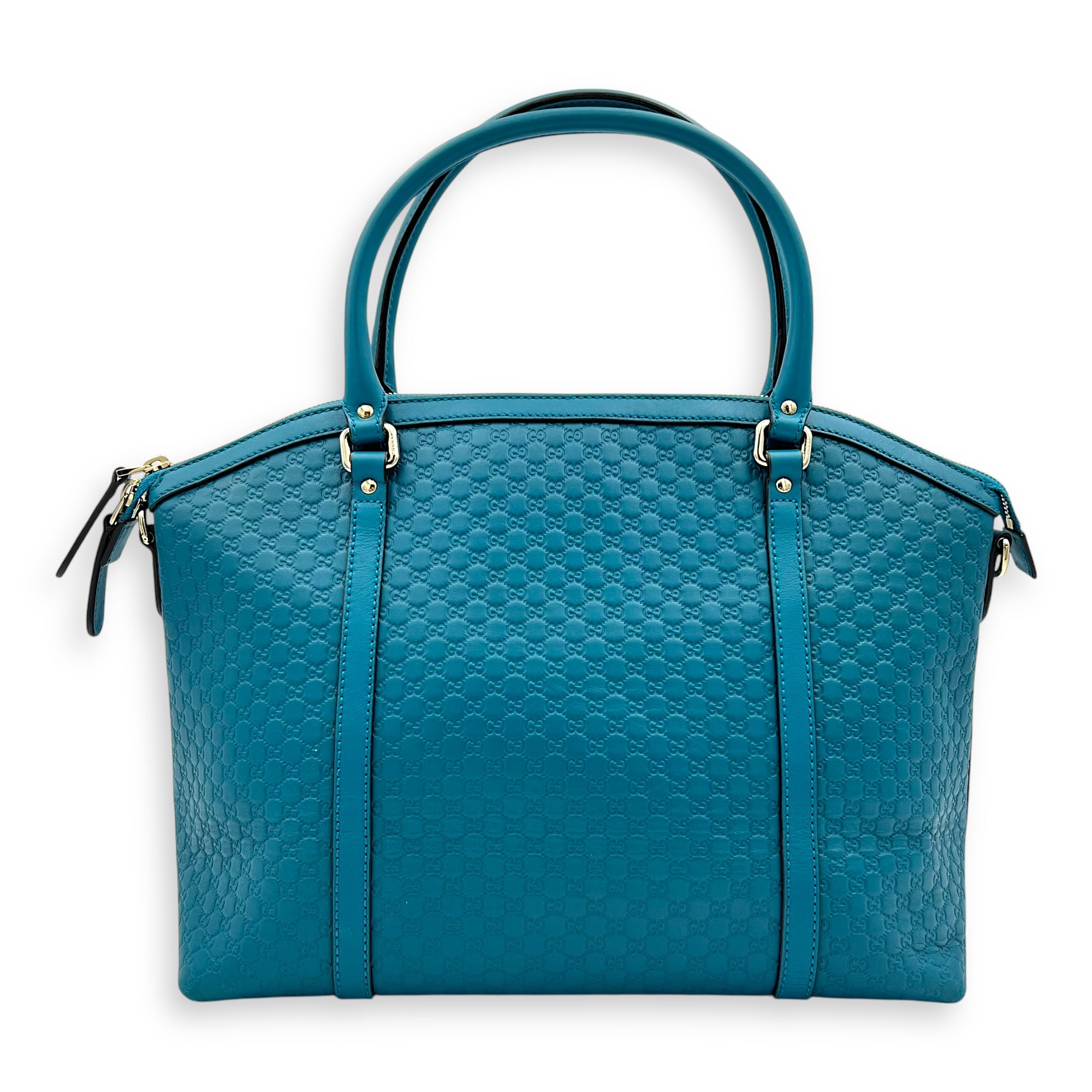 Guccissima Top Handle Bag Blue in Guccissima Leather, Gold hardware - Image 3