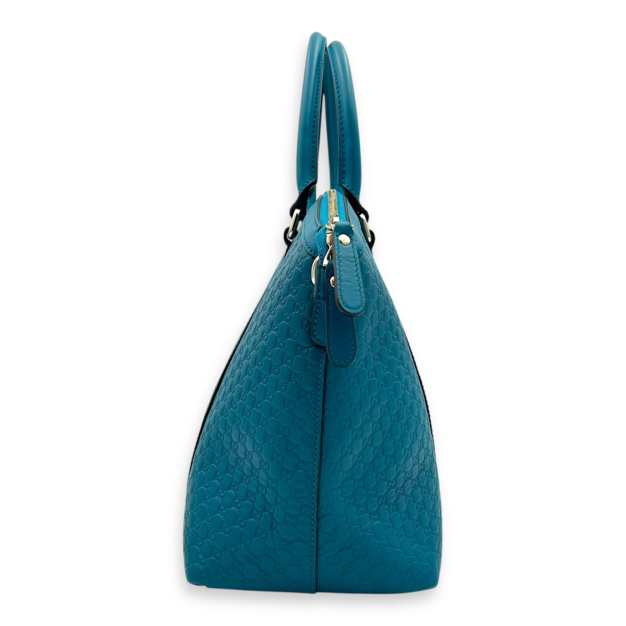 Guccissima Top Handle Bag Blue in Guccissima Leather, Gold hardware - Image 4