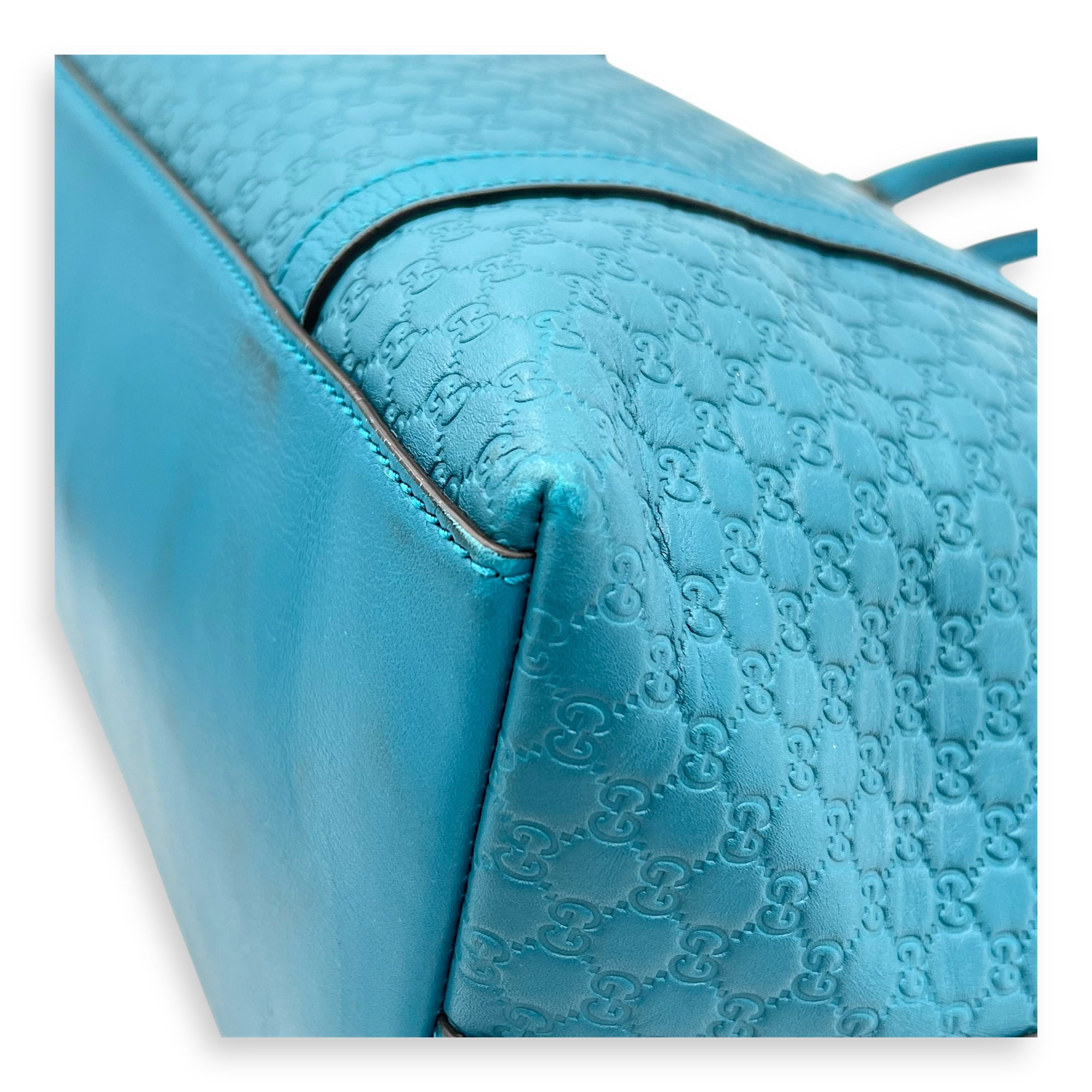 Guccissima Top Handle Bag Blue in Guccissima Leather, Gold hardware - Image 9