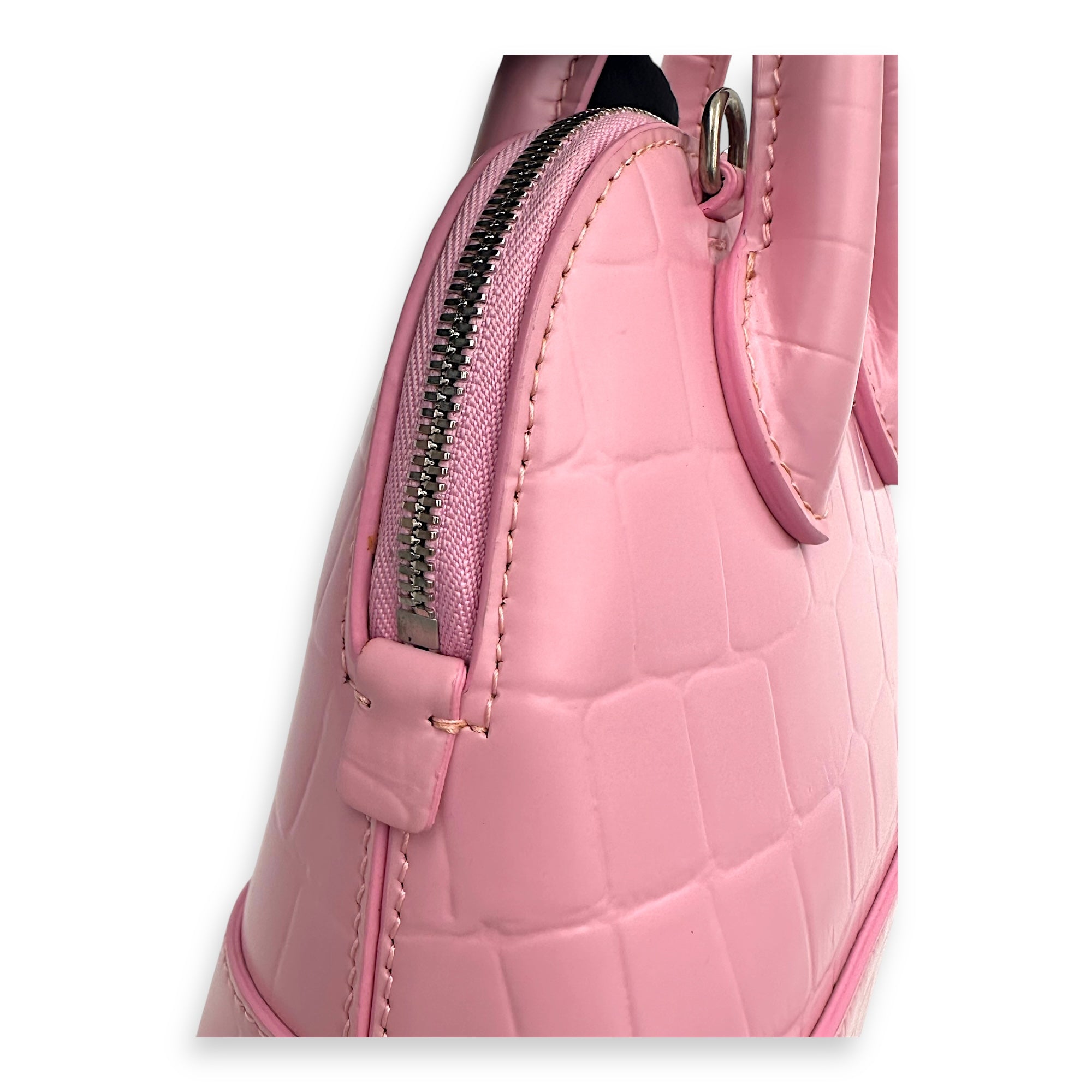 Ville Top Handle Bag Pink in Calfskin, Silver hardware - Image 9
