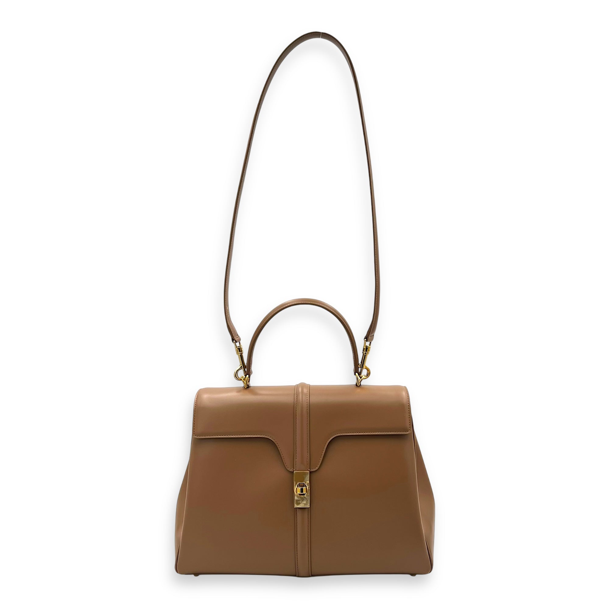 16 Top Handle Bag Brown in Calfskin, Gold hardware - Image 13