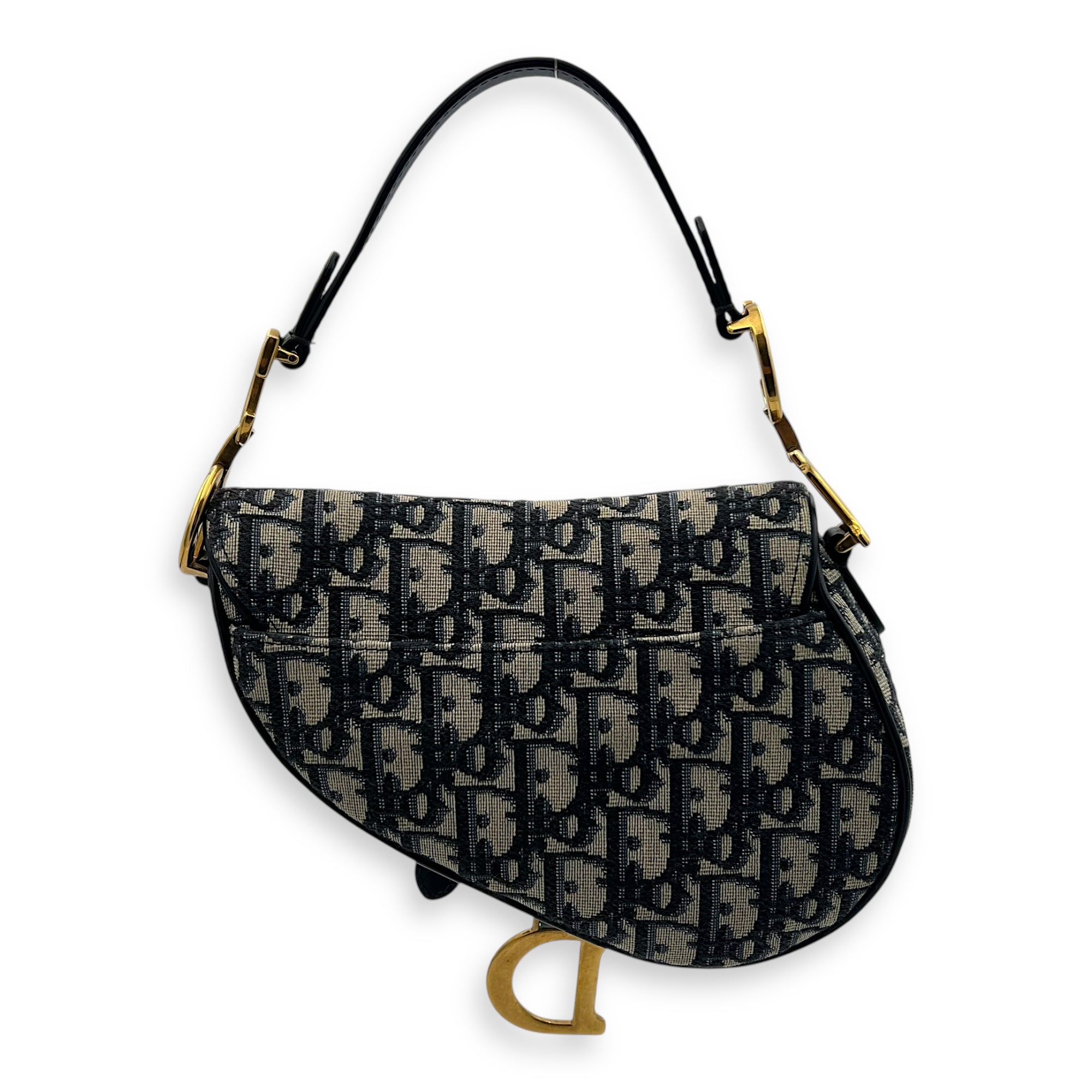 Saddle Top Handle Bag Mini Blue in Jacquard, Gold hardware - Image 3