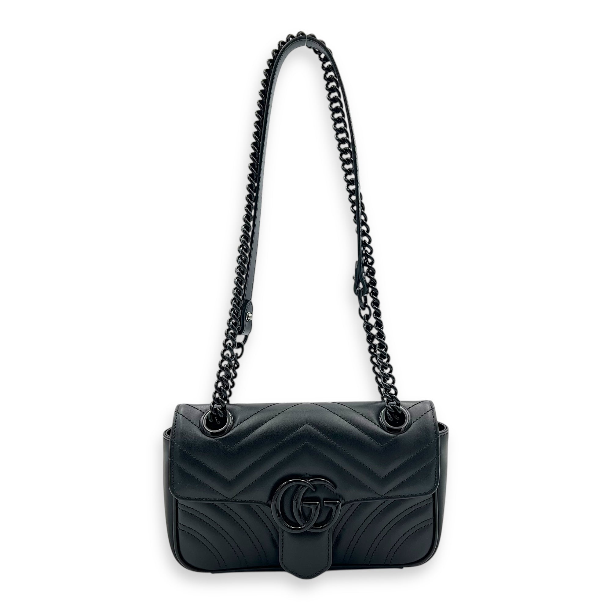 GG Marmont Shoulder Bag Small Black in Calfskin, black hardware - Image 14