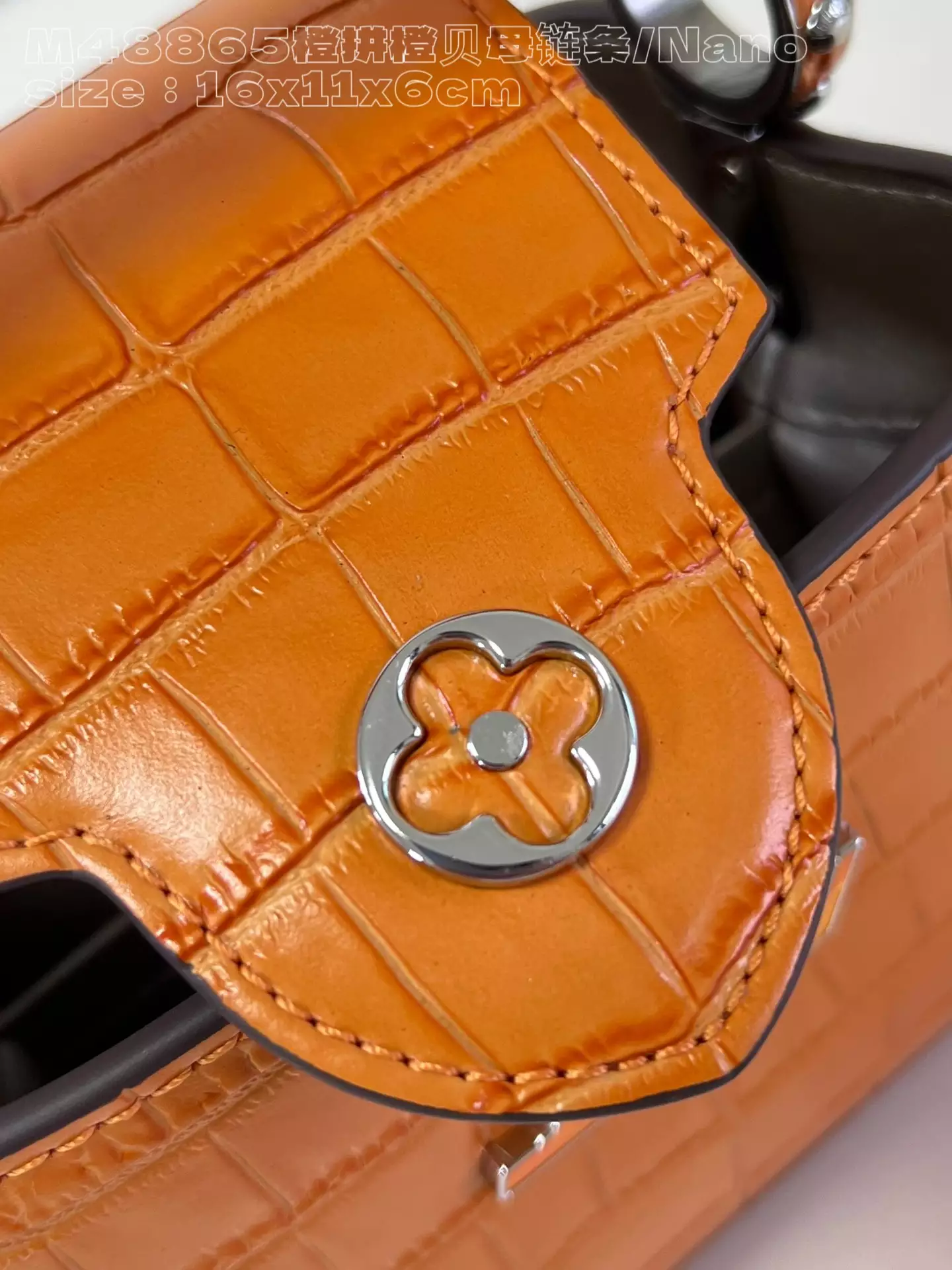 Capucines Nano Crocodilian Brillant Corail Leather - Repbags.ru - Image 9