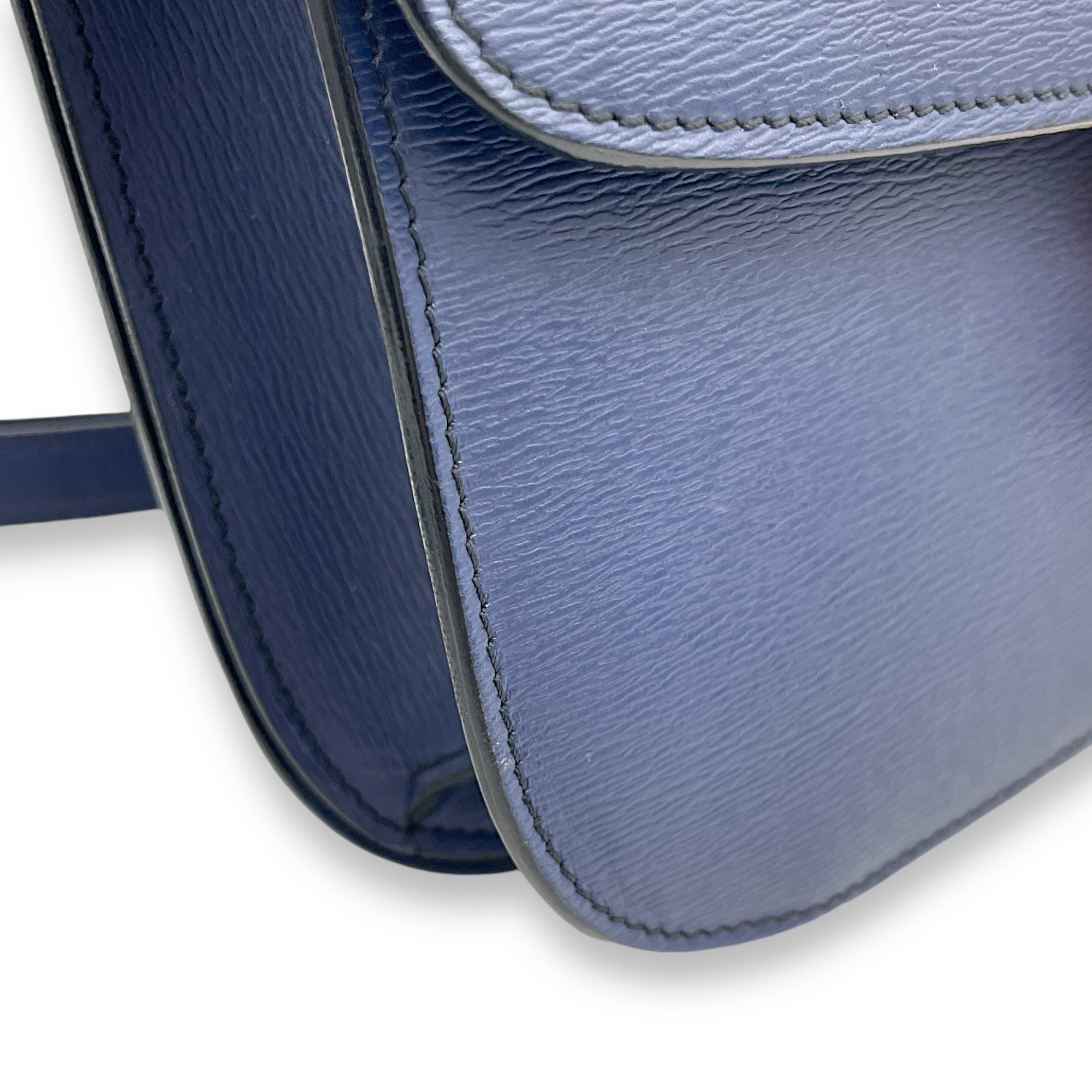 Box Medium Blue Crossbody Bag in Calfskin, Gold hardware - Image 11