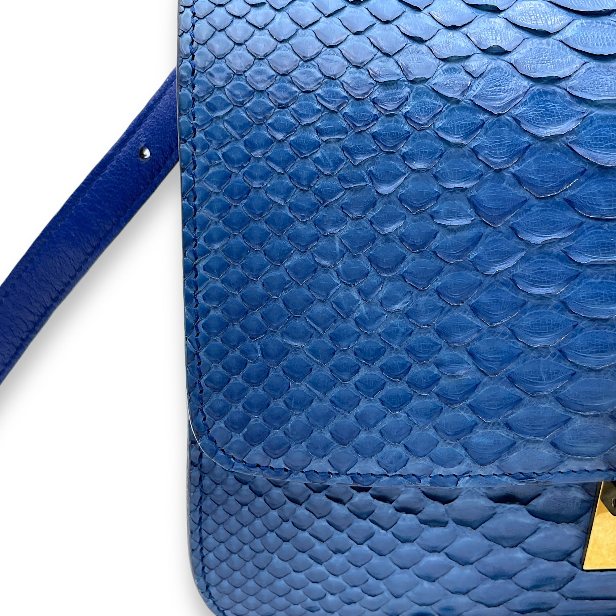 Box Medium Cobalt Shoulder Bag in Python Leather, Gold hardware - Image 11