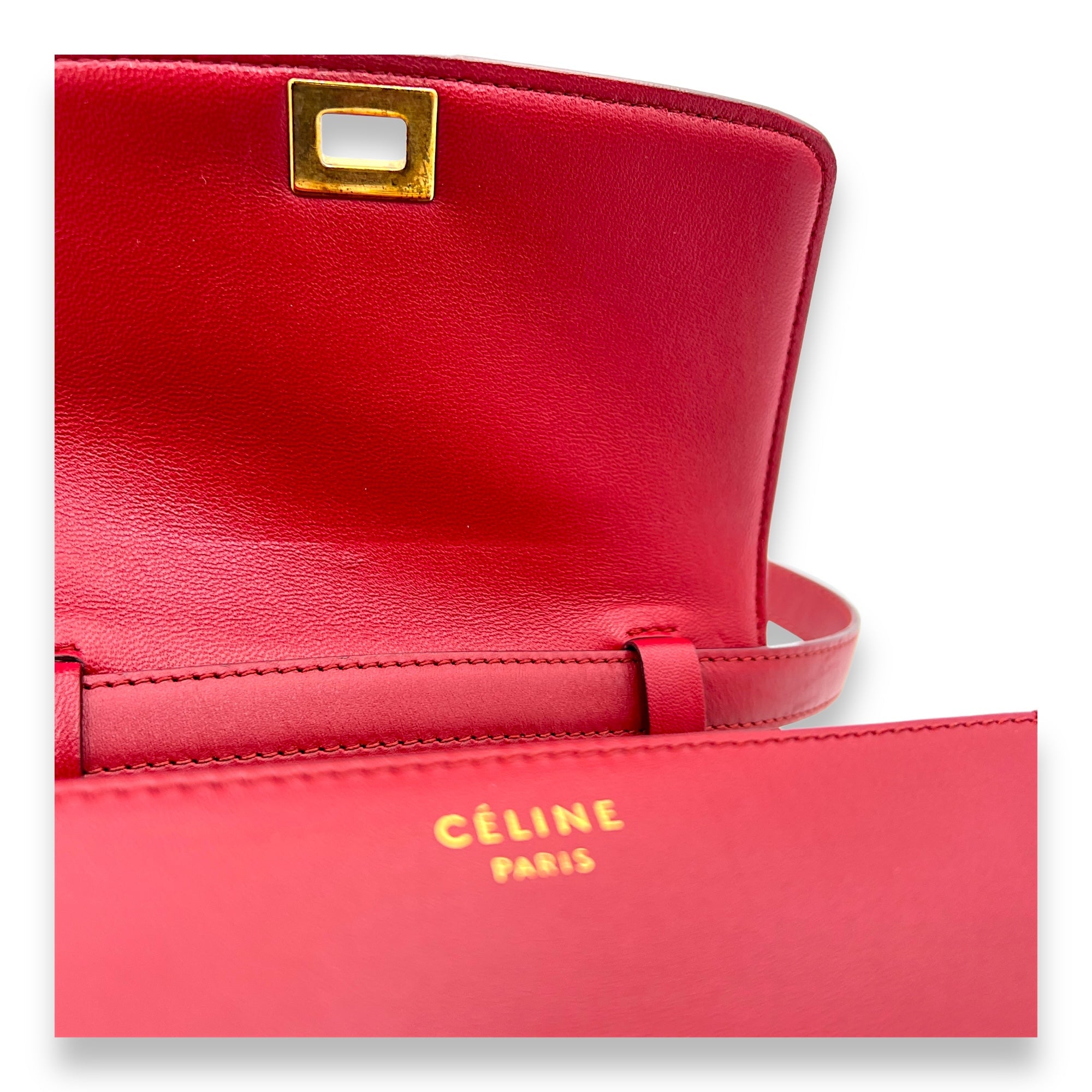 Box Small Red Shoulder Bag in Calfskin, Gold hardware - Image 10