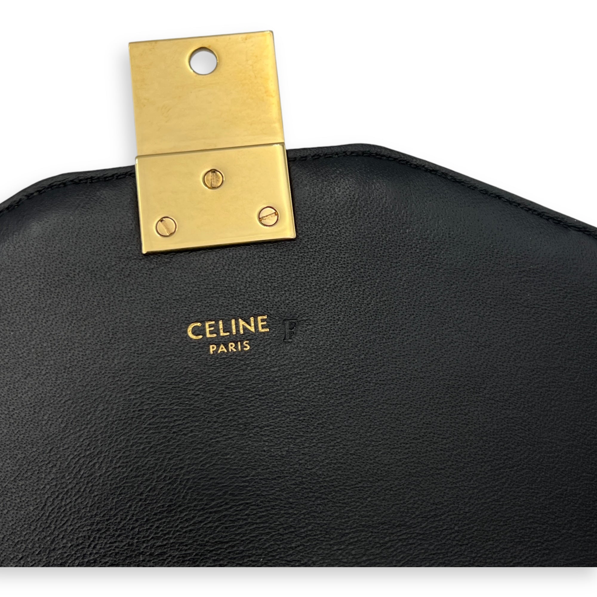 C Crossbody Bag Black in Calfskin, Gold hardware - Image 9