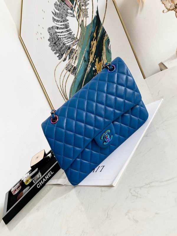 Chanel Classic Medium Blue Lambskin Rainbow Hardware - Image 3
