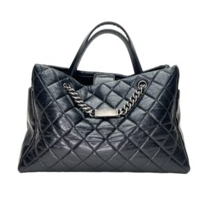 Glazed Quilted Nameplate Tote Tote bag in Calfskin, Ruthenium Hardware