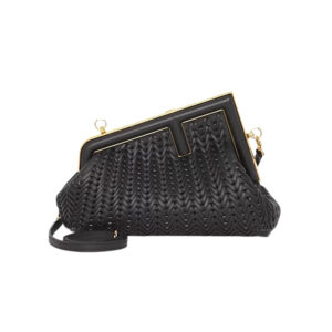 Fendi First Small Black Interlaced Leather Bag - Repbags.ru