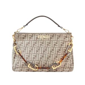 Fendi O'Lock Zip Dove grey tapestry fabric bag - FB027