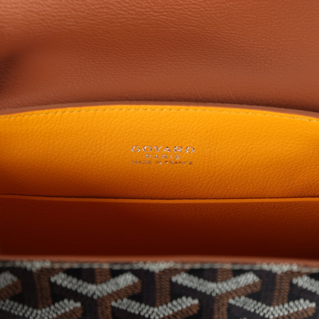 Goyard Saigon Souple Mini Bag Black and Brown Goyardine Canvas Palladium Hardware - Image 9