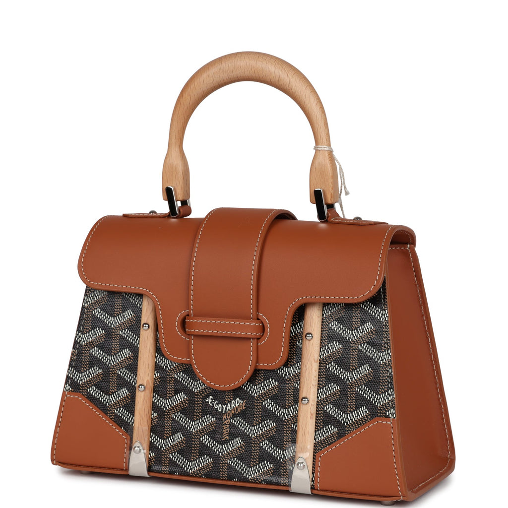 Goyard Saigon Structure Mini Bag Black and Brown Goyardine Canvas Palladium Hardware - Image 6