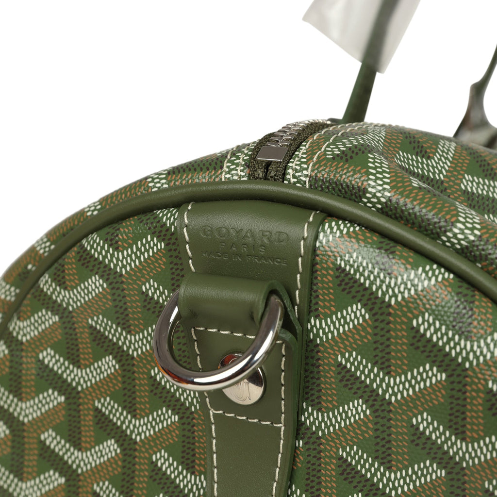 Goyard Boston 50 Bag Khaki Goyardine Canvas & Cervon Calfskin Palladium Hardware - Image 8