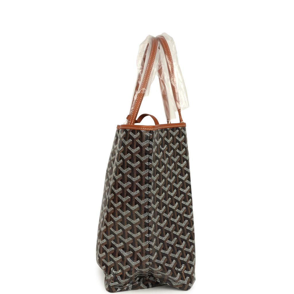 Goyard Goyardine Black and Brown Saint Louis PM Tote Bag Palladium Hardware - Image 4