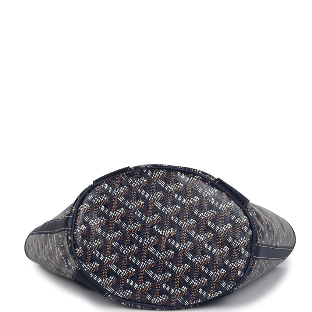 Goyard Goyardine Belharra PM Navy Blue Tote Palladium Hardware - Image 7