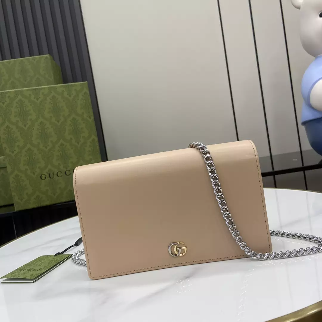 GG Marmont Chain Wallet in Light Beige Leather - Repbags.ru - Image 3