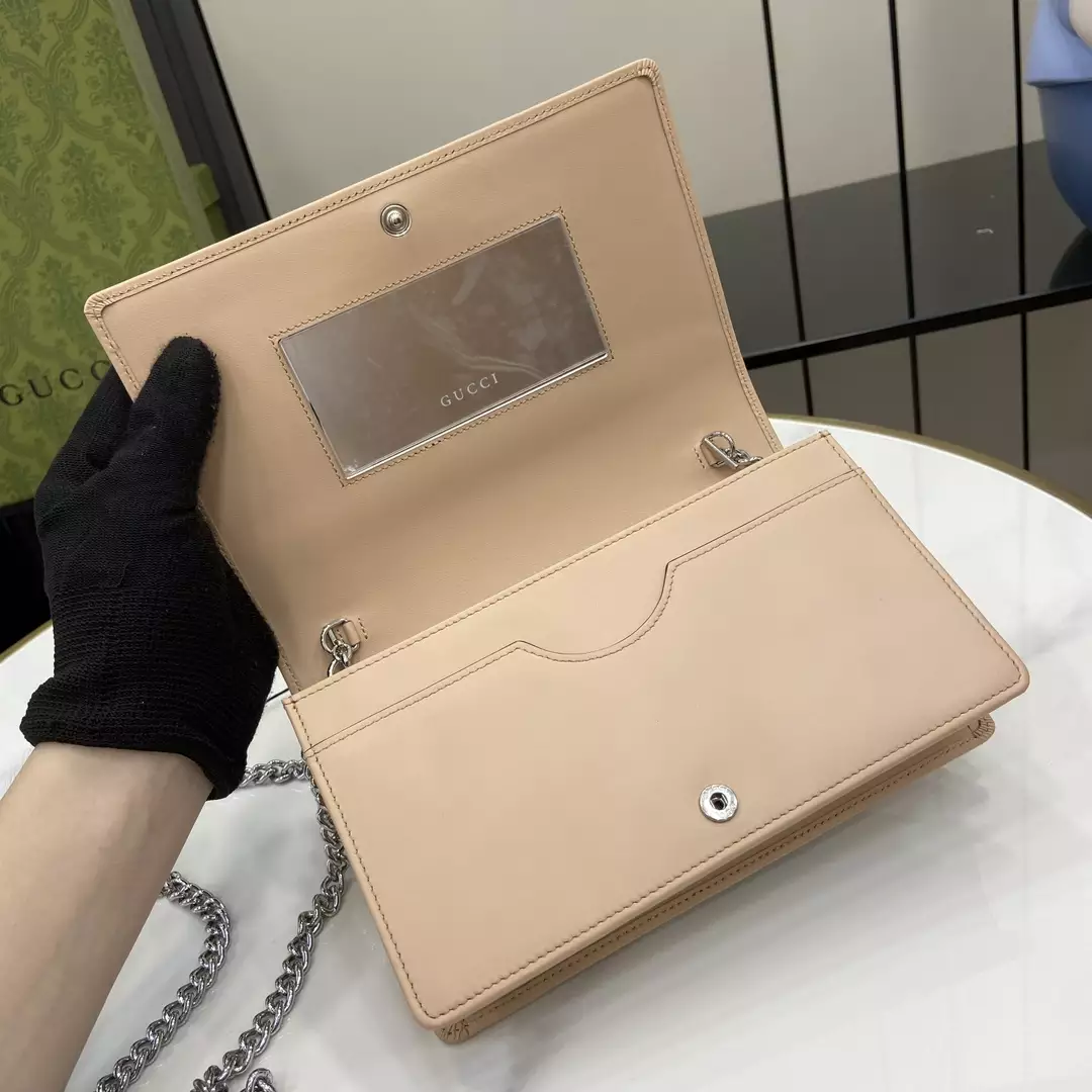 GG Marmont Chain Wallet in Light Beige Leather - Repbags.ru - Image 8