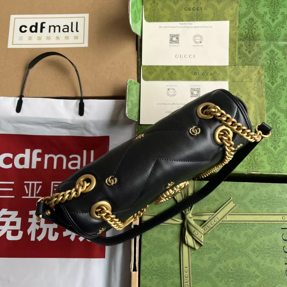 GG Marmont Small Shoulder Bag In Black Leather - Image 9