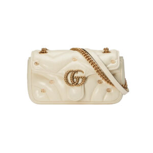 GG Marmont Small Shoulder Bag In White Leather