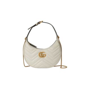 GG Marmont half-moon-shaped mini bag white leather