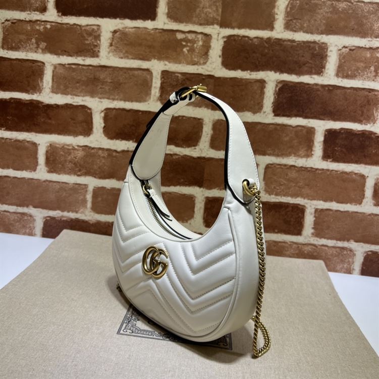 GG Marmont half-moon-shaped mini bag white leather - Image 5