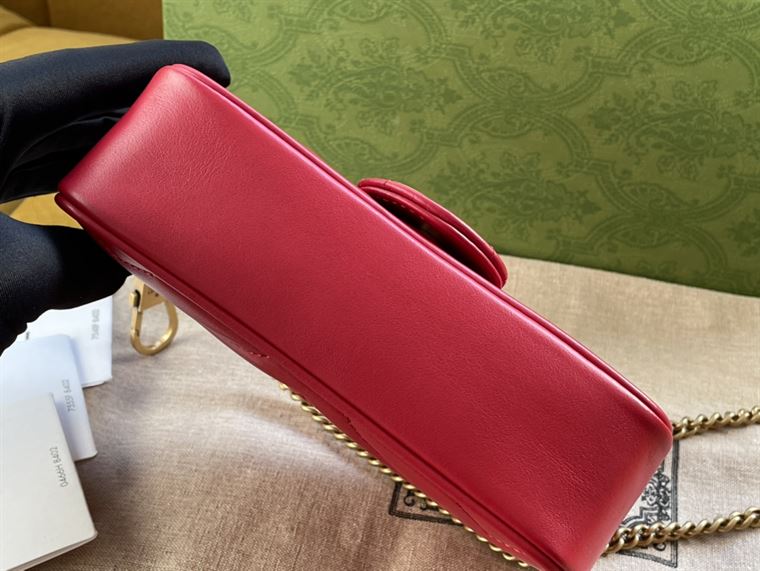 GG Marmont leather super mini bag Hibiscus red - Image 10