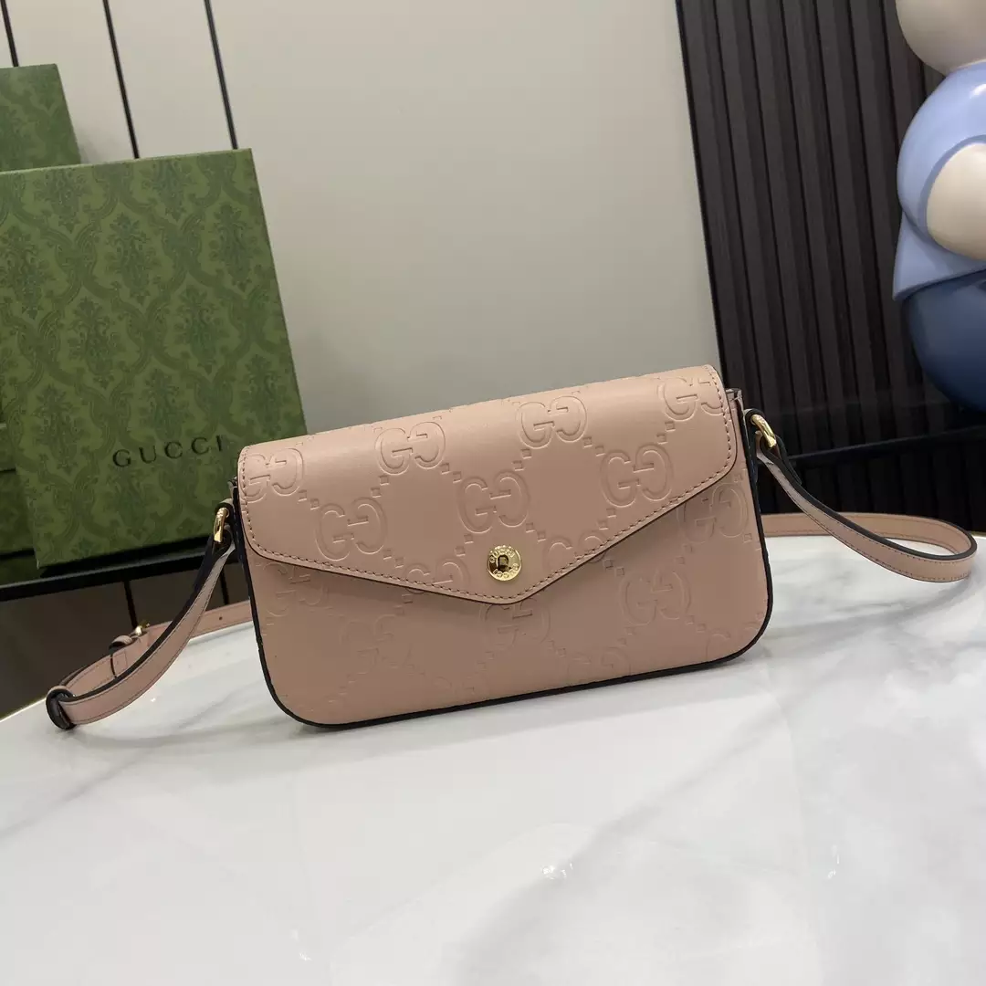 GG Super Mini Shoulder Bag in Rose Beige Leather - Repbags.ru - Image 3